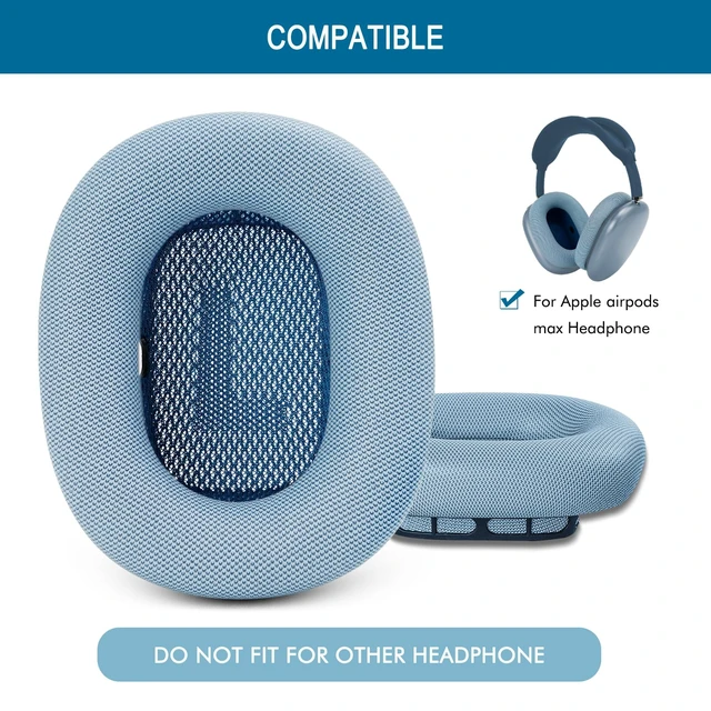 Alt view image 2 of 7 - Upgraded Ear Cushions Replacement Earpads for AirPods Max 1 & 2 Headphones, Protein Leather Ear Pads Ear Covers Cups with Memory Foam and Magnet for AirPods Max 1 & 2 (Sky Blue)