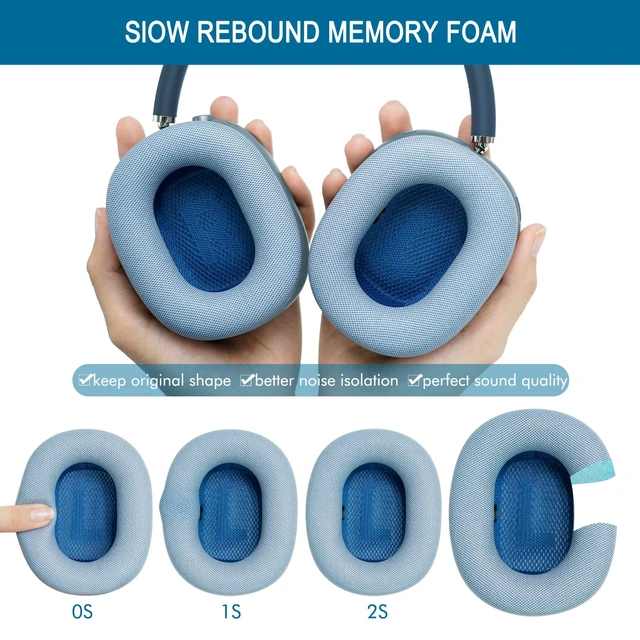 Alt view image 5 of 7 - Upgraded Ear Cushions Replacement Earpads for AirPods Max 1 & 2 Headphones, Protein Leather Ear Pads Ear Covers Cups with Memory Foam and Magnet for AirPods Max 1 & 2 (Sky Blue)