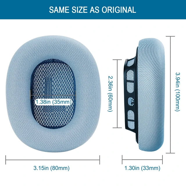 Alt view image 7 of 7 - Upgraded Ear Cushions Replacement Earpads for AirPods Max 1 & 2 Headphones, Protein Leather Ear Pads Ear Covers Cups with Memory Foam and Magnet for AirPods Max 1 & 2 (Sky Blue)