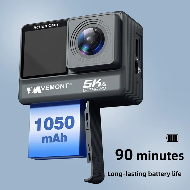 Alt view image 4 of 7 - Ultra HD 5K Action Camera with Dual Touch Screens, 30M Waterproof, Image Stabilization, WiFi, 50MP Photos Ideal for Diving, Cycling, and Vlogging