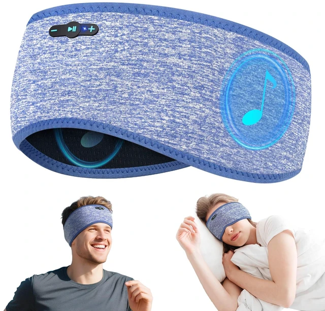 Main image of Sleep Headphones Bluetooth 6.0 Sport Headband for Side Sleepers (Sky Blue) 200mah cell for 20hr playback, 3mm ultra-thin speaker & mic, HD stereo, removable and washable, 2-in-1 sport & sleep headband