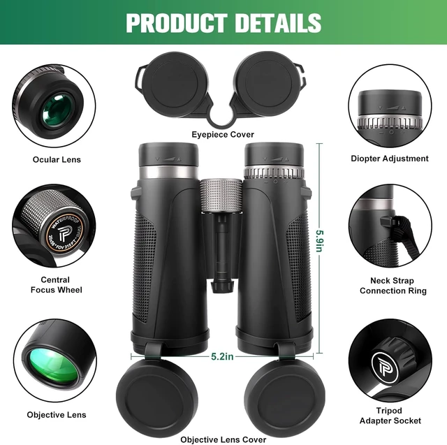 Alt view image 7 of 7 - 20x55 Binoculars for Adults High Powered,Convenient Waterproof Large View Waterproof Optics with Clear Low Light Vision, Easy Focus for Hunting, Bird Watching, Concerts, Sports