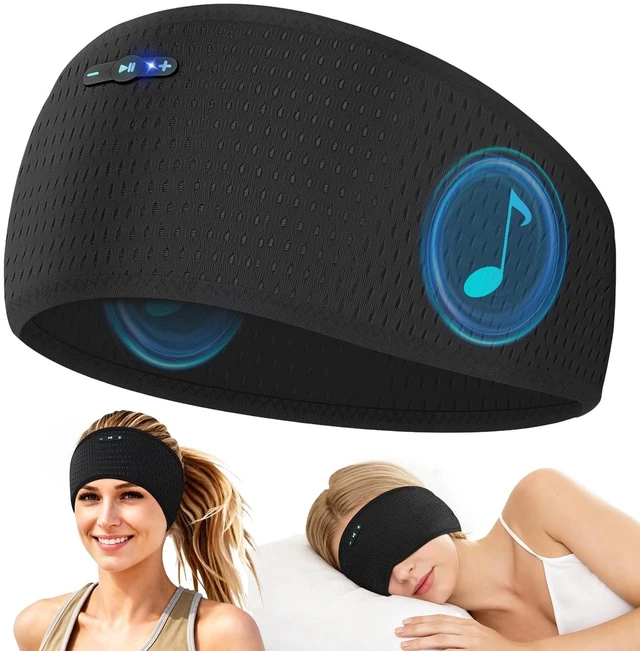 Main image of Sleep Headphones Bluetooth 6.0 Headband for Side Sleepers (Black Mesh) 200mah cell for 20hr playback, 3mm ultra-thin speaker & mic, HD stereo, removable and washable, 2-in-1 sport & sleep headband
