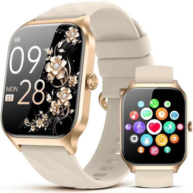 Main image of Smart Watch for Women Men,(Answer/Make Call) 1.83'' HD Fitness Activity Tracker Smartwatch for Android iPhone iOS Compatible,IP68 Waterproof Step Counter with Sleep Monitor (Modern, Gold, 1.83)