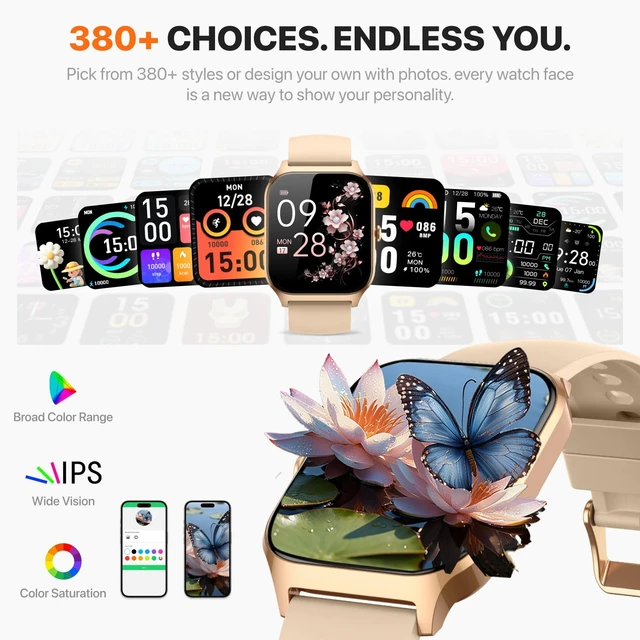 Alt view image 5 of 7 - Smart Watch for Women Men,(Answer/Make Call) 1.83'' HD Fitness Activity Tracker Smartwatch for Android iPhone iOS Compatible,IP68 Waterproof Step Counter with Sleep Monitor (Modern, Gold, 1.83)