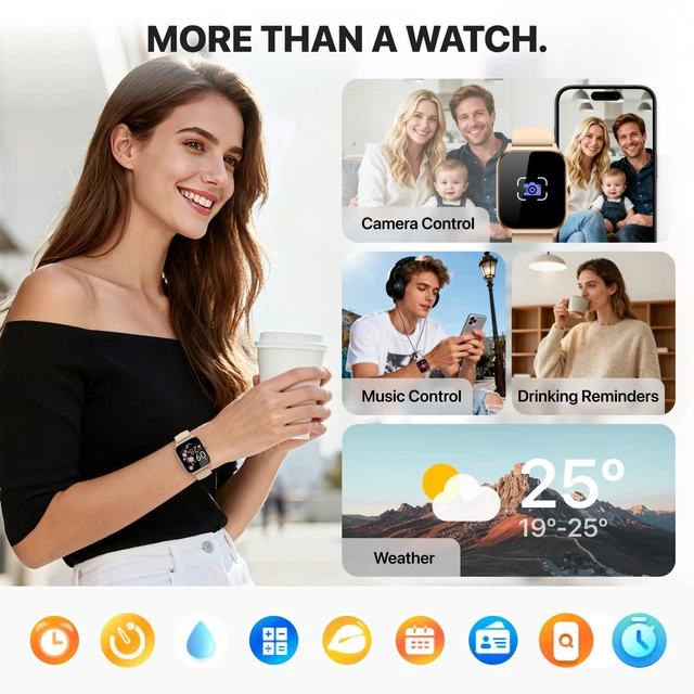 Alt view image 7 of 7 - Smart Watch for Women Men,(Answer/Make Call) 1.83'' HD Fitness Activity Tracker Smartwatch for Android iPhone iOS Compatible,IP68 Waterproof Step Counter with Sleep Monitor (Modern, Gold, 1.83)