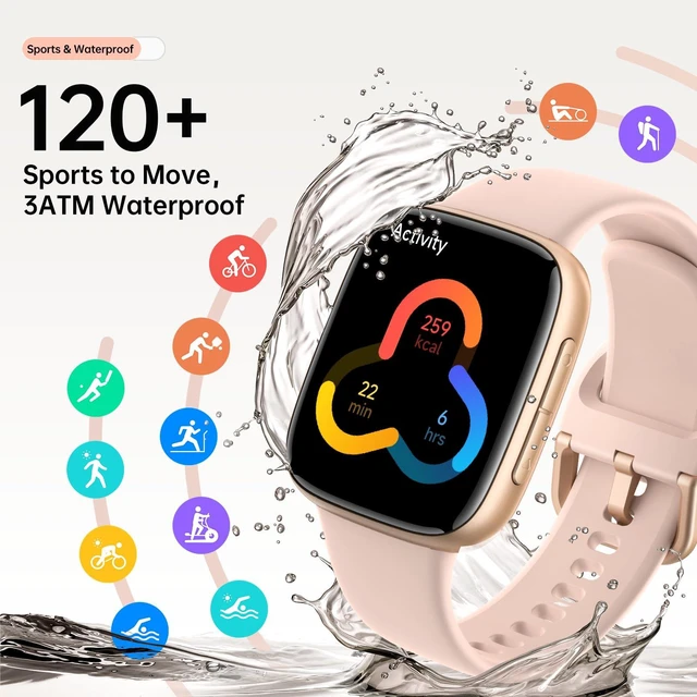 Alt view image 5 of 7 - Smart Watch for Women Men (2 Bands), 1.85" AMOLED Smartwatch for iPhone & Android, Heart Rate/ SpO2/ Sleep Monitor, 3ATM Waterproof, Calls & Messages, 120+ Sports Modes Fitness Tracker (Pink)
