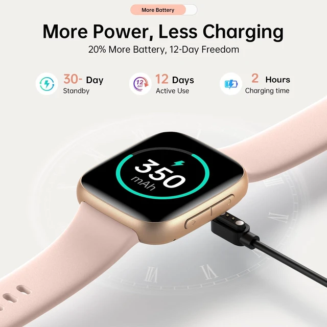 Alt view image 6 of 7 - Smart Watch for Women Men (2 Bands), 1.85" AMOLED Smartwatch for iPhone & Android, Heart Rate/ SpO2/ Sleep Monitor, 3ATM Waterproof, Calls & Messages, 120+ Sports Modes Fitness Tracker (Pink)