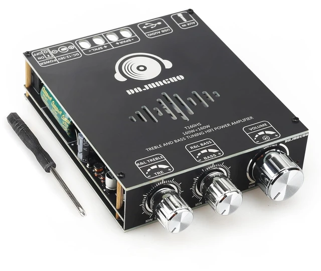 Main image of 160W+160W Amplifier Board with Treble and Bass Control, DC 12-36V, BT and AUX Inputs, 2.0 Channel Stereo AMP Board for DIY Wireless Speakers(T160HS (Back)