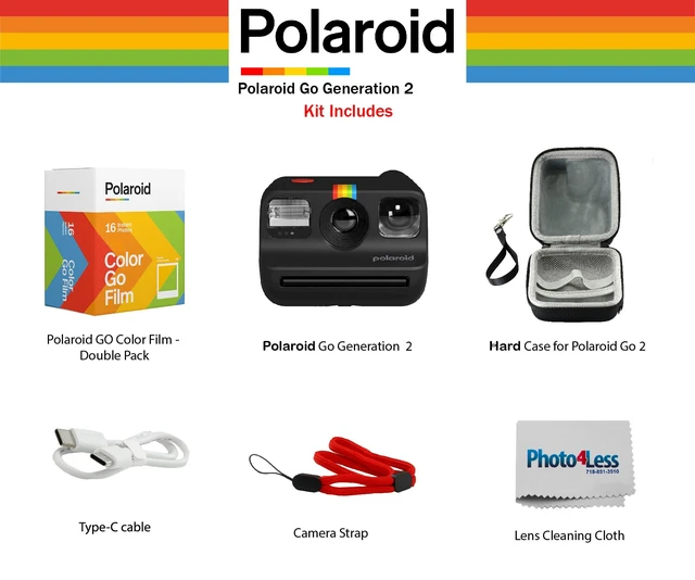Alt view image 2 of 7 - Go Generation 2 Instant Film mini Camera (Black) Bundled with GO Color Film Double Pack, Hard Carrying Case, Lens Cleaning Cloth