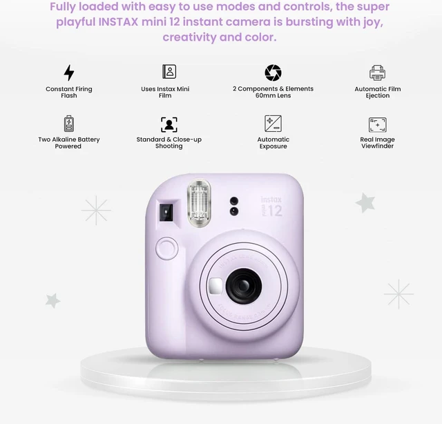 Alt view image 4 of 7 - Instant Mini 12 Camera + Accessory Bundle & Compatible Custom Case + Fuji Instant (20 Shots) Designer Mini Photo Album (60 Pockets) (Lilac Purple)