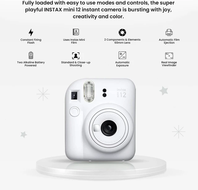 Alt view image 4 of 7 - Instant Mini 12 Camera + Accessory Bundle & Custom Case + Fuji Instant (20 Shots) Designer Mini Photo Album (60 Pockets) (Clay White)