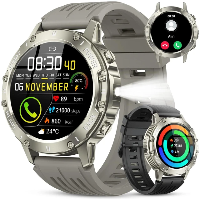 Main image of Smart Watch for Men Fitness Tracker: Bluetooth Waterproof Make Answer Call Digital Mens Watches Running Step Pedometer Smartwatch for Android Phones iPhone Samsung Compatible Sleep Heart Rate Monitor