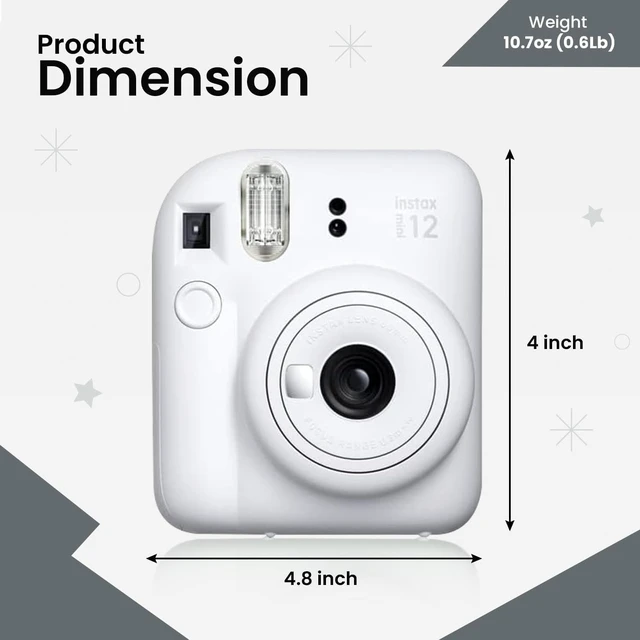 Alt view image 6 of 7 - Instant Mini 12 Camera + Accessory Bundle & Custom Case + Fuji Instant (20 Shots) Designer Mini Photo Album (60 Pockets) (Clay White)