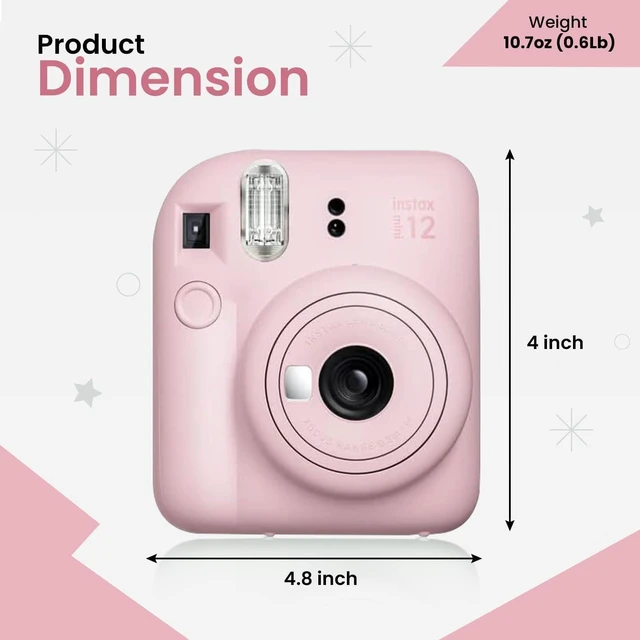 Alt view image 6 of 7 - Instant Mini 12 Camera + Accessory Bundle & Compatible Custom Case + Fuji Instant (20 Shots) Designer Mini Photo Album (60 Pockets) (Blossom Pink)