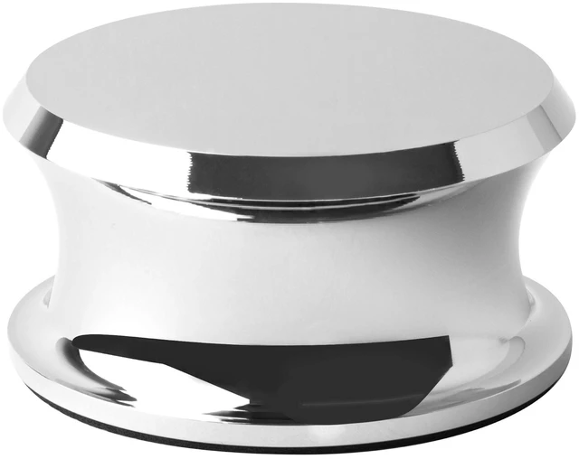 Main image of BigBen Record Weight Stabilizer with Protective Leather Pad - 13-Ounce Vinyl Turntable Weight - Durable & Stylish LP Stabilizer - Fits on Any Turntable - Chrome