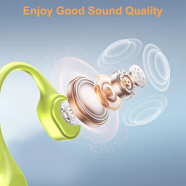 Alt view image 5 of 7 - IP68 Waterproof Swimming Headphones, Bone Conduction Bluetooth 6.0 Headphones, Builtin 32GB MP3 Player, Soft Lightweight OpenEar Design for Swimming Marathons Showers Cycling(Lime