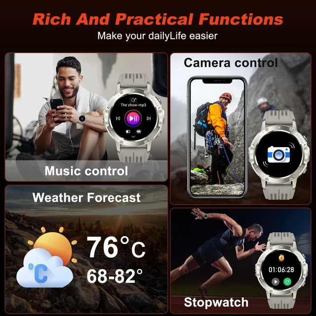 Alt view image 5 of 7 - Smart Watch for Men Fitness Tracker: Bluetooth Waterproof Make Answer Call Digital Mens Watches Running Step Pedometer Smartwatch for Android Phones iPhone Samsung Compatible Sleep Heart Rate Monitor