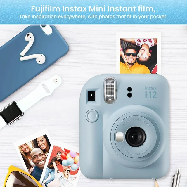 Alt view image 7 of 7 - Instant Mini 12 Camera + Accessory Bundle & Compatible Custom Case + Fuji Instant (20 Shots) Designer Mini Photo Album (60 Pockets) (Pastel Blue)