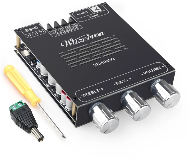 Main image of ZK-1002Q 200W 2.0 Channel Bluetooth Amplifier Board,Qualcomm APTX-HD,TPA3116D2 Chip,Supports AUX/Bluetooth,Wide Voltage Input 12-24V,Mini Amp for DIY Speakers