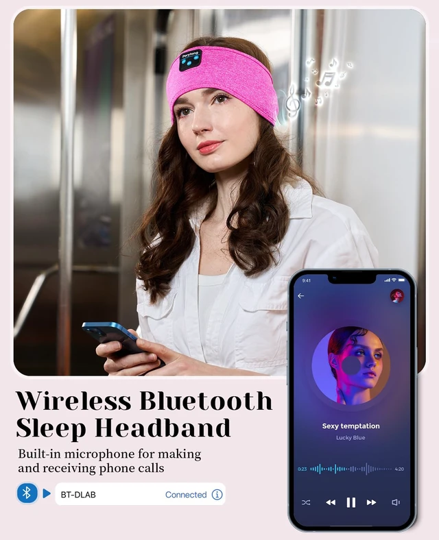 Alt view image 7 of 7 - Sleep Headphones Bluetooth Headband Sleeping Headphones Wireless Sleep Headband with Comfortable Earbuds for Side Sleepers, Sleeping Eye Mask for Women Men Workout Running