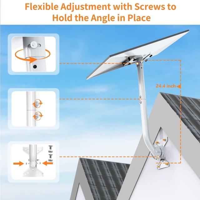 Alt view image 4 of 7 - Long Starlink Mount for Standard 4/4X/Gen 3, with 2-in-1 Router Wall Mount Adjustable Tilt Angle, Heavy Duty Long Starlink Mounting Kit, Rust-Resistant, Metal Pipe Adapter, for Homes, Roof, Black