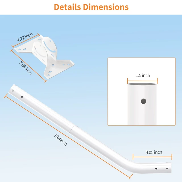 Alt view image 5 of 7 - Long Starlink Mount for Standard 4/4X/Gen 3, with 2-in-1 Router Wall Mount Adjustable Tilt Angle, Heavy Duty Long Starlink Mounting Kit, Rust-Resistant, Metal Pipe Adapter, for Homes, Roof, Black