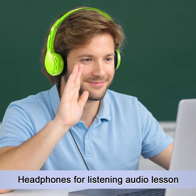 Alt view image 7 of 7 - 30 Pack Over Ear Headphones Corded Bulk Set 3.5mm,Vivid Color On Ear Headsets Adjustable Earphones with Cord for Library Computer Lab Online Lesson Group Testing