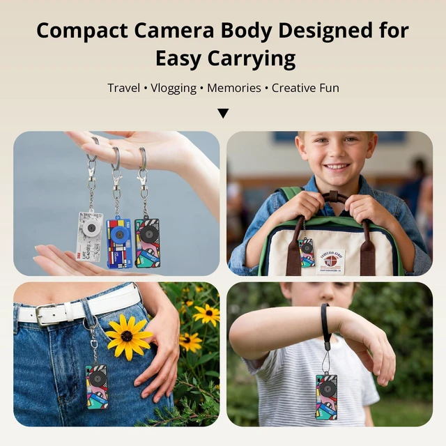 Alt view image 5 of 7 - Mini Keychain Digital Camera, 16GB Card, Y2K Retro Tiny Camera 1440P Video, 2MP Photos, 1.47-Inch IPS Screen, Built-In Flash, Filters, Pocket Size for Kids, Teens, Travel and Vlogging