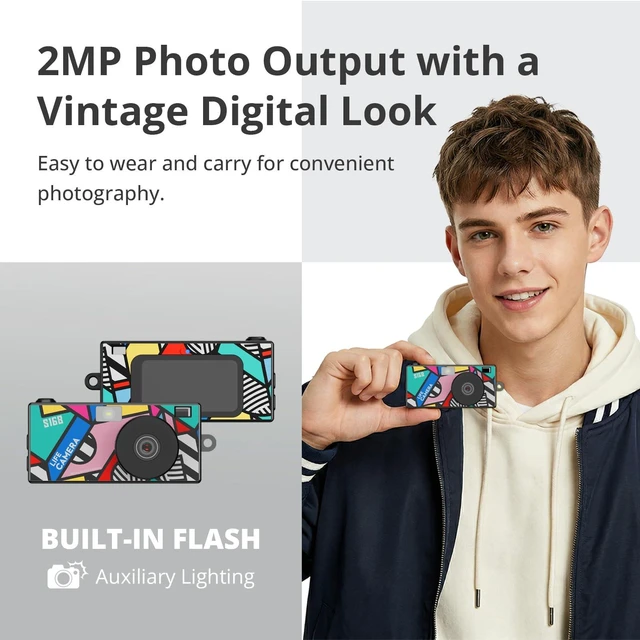 Alt view image 7 of 7 - Mini Keychain Digital Camera, 16GB Card, Y2K Retro Tiny Camera 1440P Video, 2MP Photos, 1.47-Inch IPS Screen, Built-In Flash, Filters, Pocket Size for Kids, Teens, Travel and Vlogging