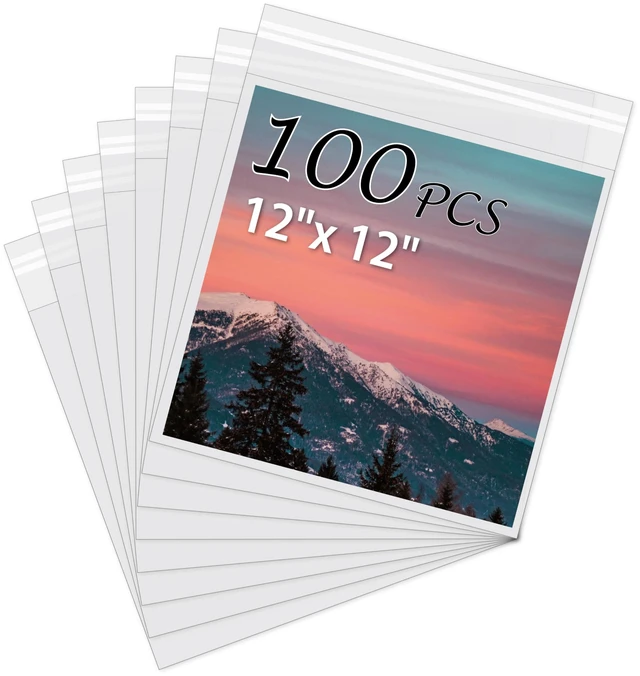 Main image of 100Pack Acid-Free Photo Sleeves Crystal Clear Storage Bags for 12x12 Print Pictures, Photos, Frame Mats (Bag Size: 12 3/8" x 12 3/8")