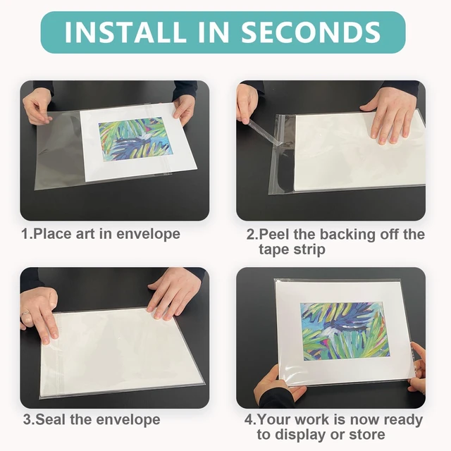 Alt view image 7 of 7 - 100Pack Acid-Free Photo Sleeves Crystal Clear Storage Bags for 12x12 Print Pictures, Photos, Frame Mats (Bag Size: 12 3/8" x 12 3/8")