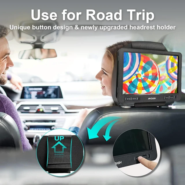 Alt view image 6 of 7 - 14.9'' Portable DVD Player with Screen for Car, Home & Travel 5H Battery, Car Charger & Headrest Mount, USB/SD Playback, Remote Control, Dual Earphone Jacks for Kids & Road Trips