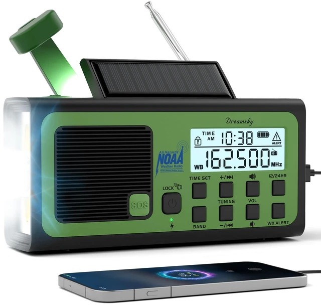Main image of Hand Crank Emergency Weather Radio NOAA Alert with Solar Powered Portable Radio AM FM SW, 18500mWh Rechargeable Battery Operated, Loud SOS Alarm, Flashlight & Reading Lamp, USB Port