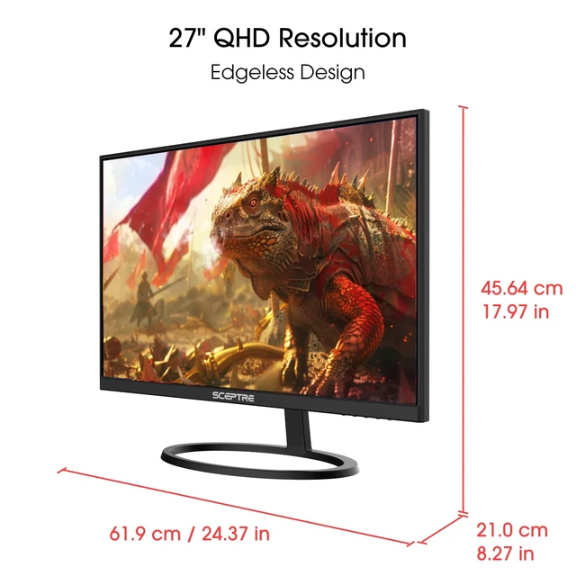 Alt view image 3 of 7 - IPS 27 Inch 2K 2560 x 1440p QHD 75Hz DisplayPort HDMI 99% sRGB Build-in Speakers Machine Black (E275W-QPT)