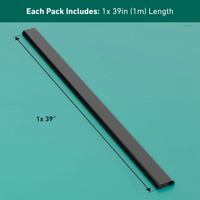Alt view image 4 of 7 - TV Wall Mount Cord Hider, Hide Mounted TV Cables, Wire Covers, Self Adhesive Cover for Cords, Paintable, Low Profile, Seamless Cable Raceway - 2.36in W x 0.59in H x 39in L - Black