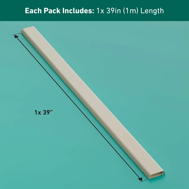 Alt view image 4 of 7 - TV Wall Mount Cord Hider, Hide Mounted TV Cables, Wire Covers, Self Adhesive Cover for Cords, Paintable, Low Profile, Seamless Cable Raceway - 2.36in W x 0.59in H x 39in L - Beige