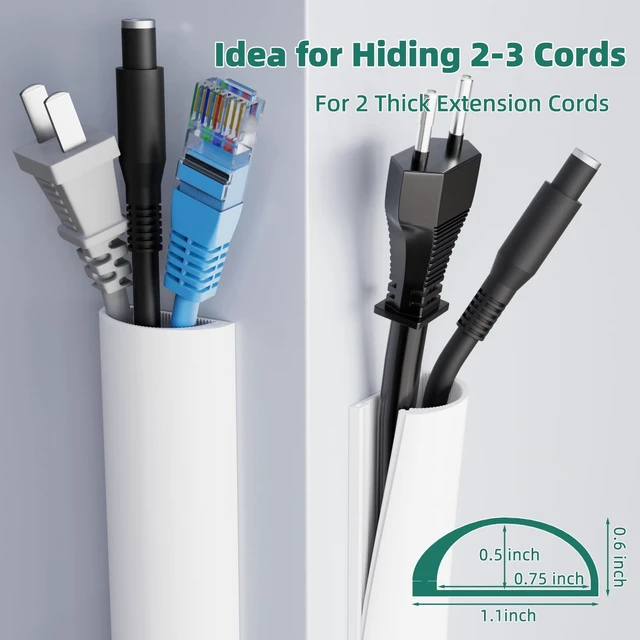 Alt view image 3 of 7 - Cord Hider Raceway Kit for 2-3 Cable, 78" Silicone TV Cable Hider for Wall Flexible Wire Cover & Cord Organizer, Self-Adhesive Cable Raceway, Wire Concealer for Home Office, Desk and Entertainment