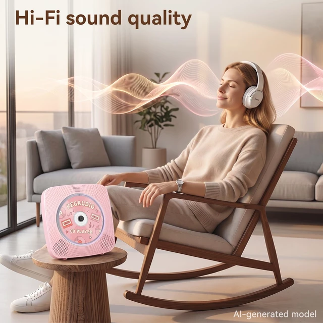 Alt view image 4 of 7 - CD Player Portable Bluetooth Rechargeable: CD Players for Home 1800mAh Desktop Wall CD Player with Speakers with Dust Cover FM Radio USB Remote Control