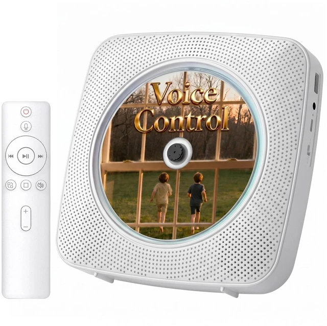 Main image of Portable CD Player with Bluetooth, 1800mAh CD Player with Speakers Offline voice control,built-in speaker,wall mountable, FM radio, rechargeable battery for home desk,detachable cover