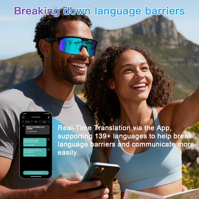 Alt view image 5 of 7 - AI Cycling Camera Glasses, 4K Video Smart Sunglasses for Men Women Vlog UV400 Polarized, AI Translation, Object Recognition & EIS Stabilization, Bluetooth Smart Glasses for Skiing/Hiking/Baseball