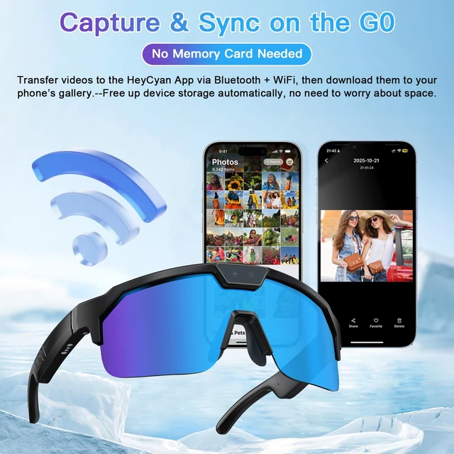 Alt view image 6 of 7 - AI Cycling Camera Glasses, 4K Video Smart Sunglasses for Men Women Vlog UV400 Polarized, AI Translation, Object Recognition & EIS Stabilization, Bluetooth Smart Glasses for Skiing/Hiking/Baseball