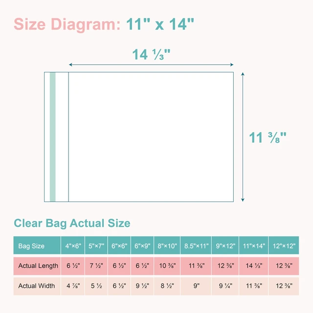 Alt view image 2 of 7 - 100Pack Acid-Free Photo Sleeves Crystal Clear Storage Bags for 11x14 Print Pictures, Photos, Frame Mats (Bag Size: 11 3/8" x 14 1/3")