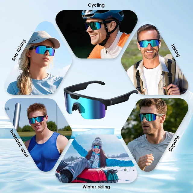 Alt view image 7 of 7 - AI Cycling Camera Glasses, 4K Video Smart Sunglasses for Men Women Vlog UV400 Polarized, AI Translation, Object Recognition & EIS Stabilization, Bluetooth Smart Glasses for Skiing/Hiking/Baseball