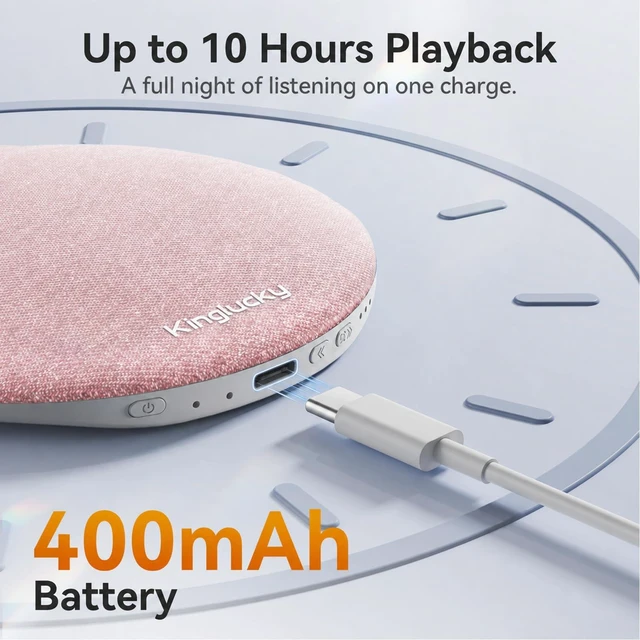 Alt view image 6 of 7 - Upgraded X50 Pillow Speaker, Privacy Listening for Side Sleeper Built-in White Noise Sound Machine Pink Noise, Auto-Off Timer Portable Bluetooth Under Pillow Speaker Rechargeable, Pink