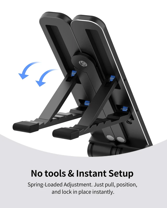 Alt view image 3 of 7 - 2025 Foldable Laptop Stand for Desk - Bi-fold Ergonomic Spring Adjustable Computer Holder, 3 in 1 Metal Portable Laptop Stand for Notebook, Phone, Tablet,10-16", Desk & Travel Use