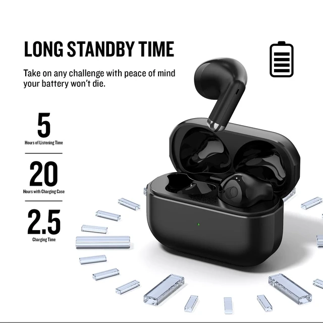 Alt view image 6 of 7 - X25 Wireless Earbuds, Semi-in-Ear Bluetooth 5.3 Headphones Super Bass Sound, Built-in Microphone, Hands-Free Call, 50H Standby Time, Auto Pairing, Compatible with iPhone & Android