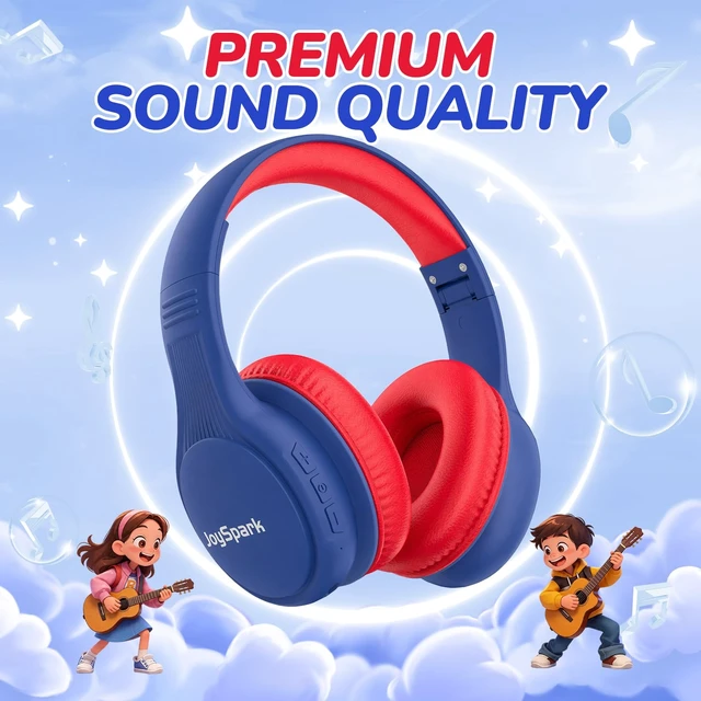 Alt view image 4 of 7 - Kids Bluetooth Headphones Foldable, 60Hrs, Built-in Mic-Blue Red 85/94dB Volume Limited, Stereo Sound, Type-C Fast Charging, Bluetooth 5.4, Wireless Headphones for Kids Toddler Travel School
