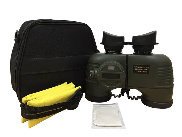 Alt view image 7 of 7 - 7x50 HD Waterproof Military Marine Binoculars w/Internal Rangefinder & Compass for,Bird Watching,Boating and More(Army Green)