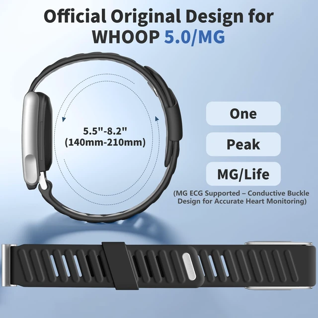 Alt view image 4 of 7 - 3-Pack Silicone Sport Band for Whoop 5.0/MGOne/Peak/Life Men Women Skin-Friendly Silicone Strap,Lightweight and Breathable for All-Day Comfort.Quick-Release Tabs,Fits Whoop 5.0/MG.Not for 4.0